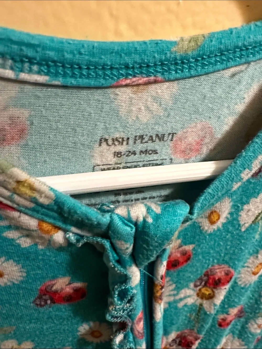 Posh Peanut Teal Floral Zip-Front Footie